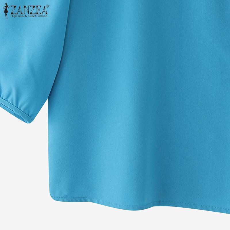 ZANZEA Women Square Neck Summer 3/4 Sleeve Loose Blouse