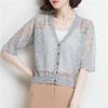 Ice Silk Knitted Cardigan with Short-sleeved Summer Wear Women's New Thin Hollow White Shawl Sunscreen