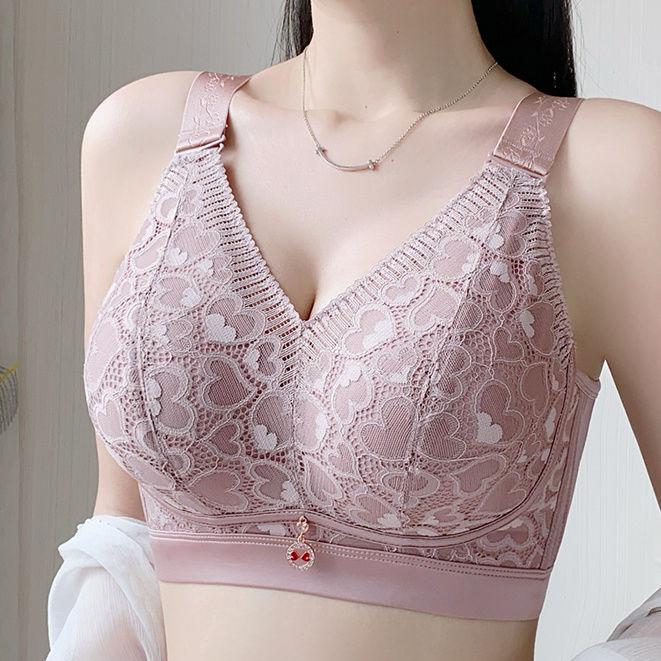 

Large Bra Size Cup Without Steel Rim Adjustable Bra with Double Breast and Adjustable Shape 44/100D фиолетовый