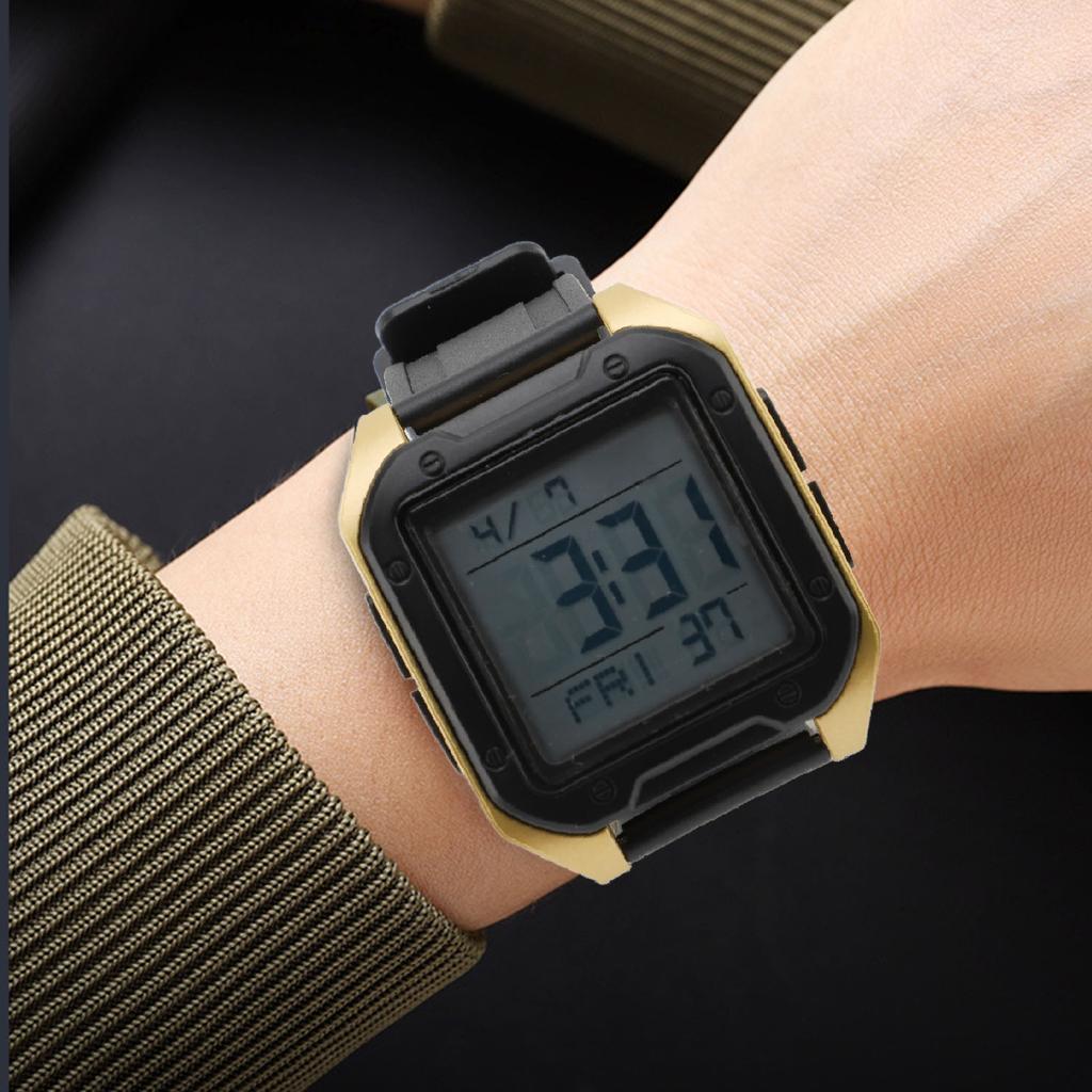 Digitale Sportuhr für Herren Damen EL-Hintergrundbeleuchtung Stoppuhr Countdown Woche Wecker TPU-Armband Doppelzeit Wasserdichte Uhr
