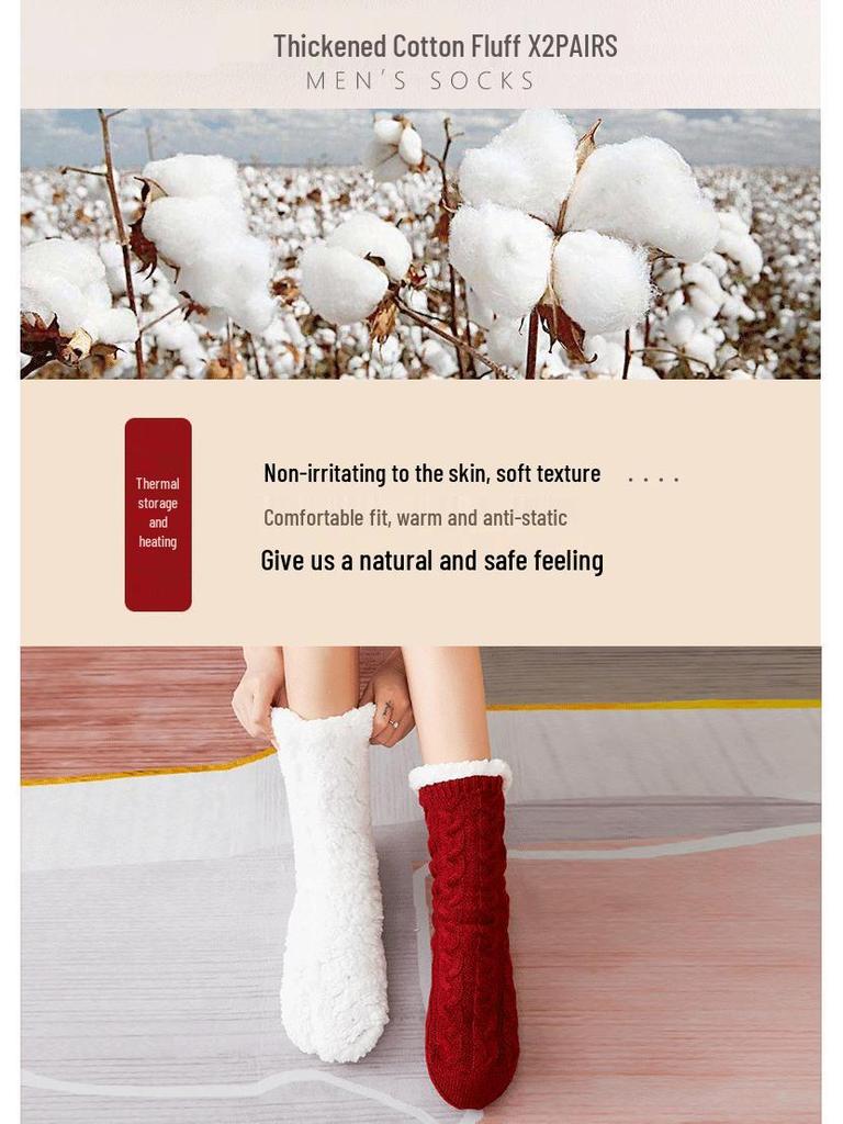 Women's Winter Velvet Mid-Tube Floor Sleep Socks - Home, Postpartum, Christmas, and Autumn Snow Slippers
