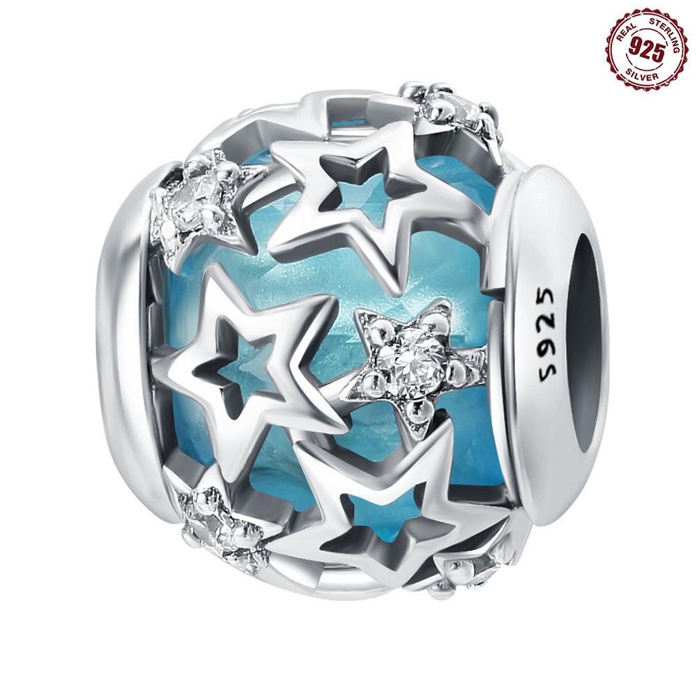 

9 Pure Silver Beads Star Moon Series Beaded Dora Diy Bracelet Necklace Handmade Bead Strings