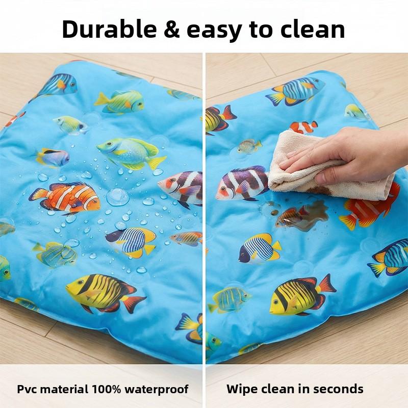 Summer New Arrival Cartoon Fish Pattern Gel Pet Cooling Mat Eco-Friendly Thickened Durable Scratch-Resistant Waterproof