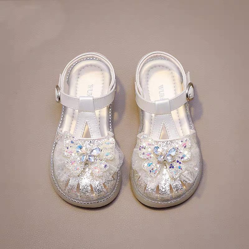 Girls' Summer 2026 Crystal Butterfly Closed-Toe Princess Sandals
