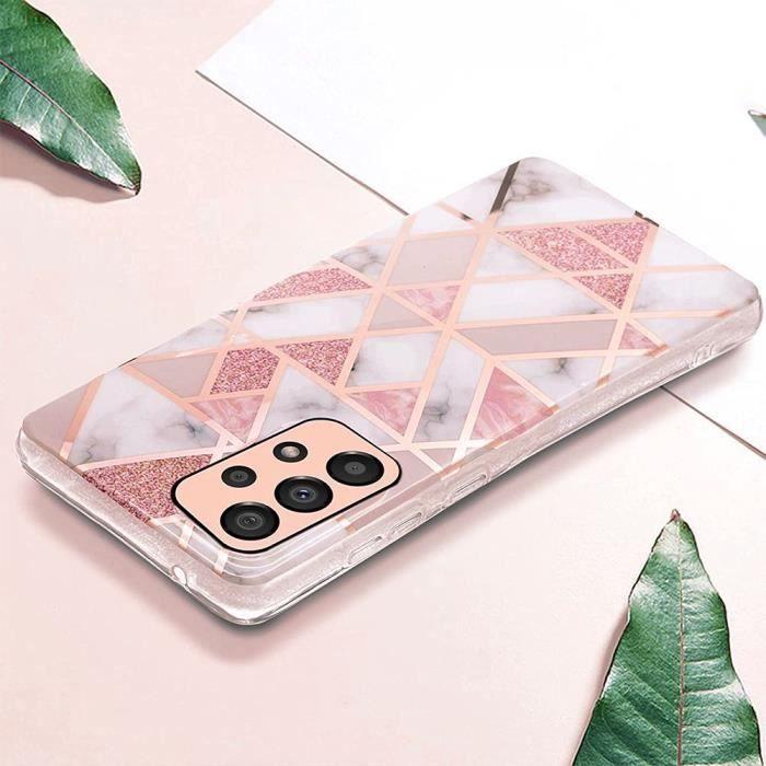 Coque pour Samsung Galaxy A33 5G + 2 Verres Trempés, Housse Slim et Élégant TPU Résistant Antichoc Rose