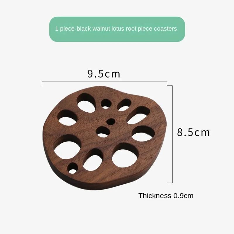 Wood Coasters Cute Decorative Lotus Root Cup Pad Eco-friendly Beech Coaster Reusable Hollow Mats for Tableware Bowl Plate