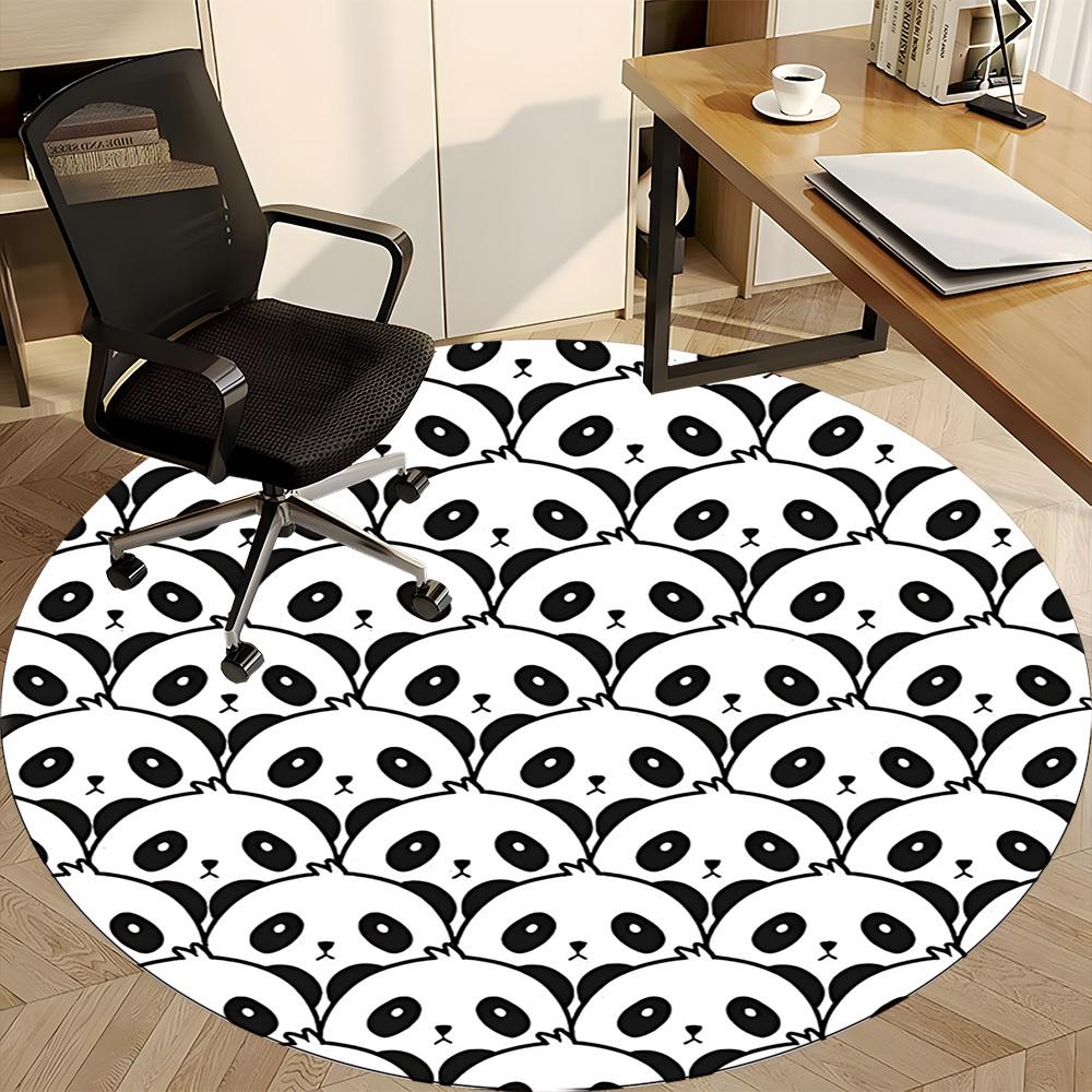 1pc Panda Pattern Office Round Area Rug, Indoor Mat Suitable For Office, Under Office Chairs Bedroom Living Room Home Decor, Room Deco