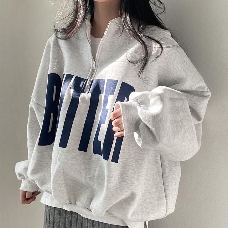 

Korean Chic Color Block Stand-Up Collar Sweatshirt - Versatile, Loose-Fit, Long Sleeve XL [Recommended 120-140 lbs]