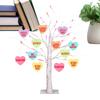 Valentine's Day Lighted Birch Tree Decoration 24 Inch Artificial LED Light Tree Decoration Hanging Heart-shaped Ornaments