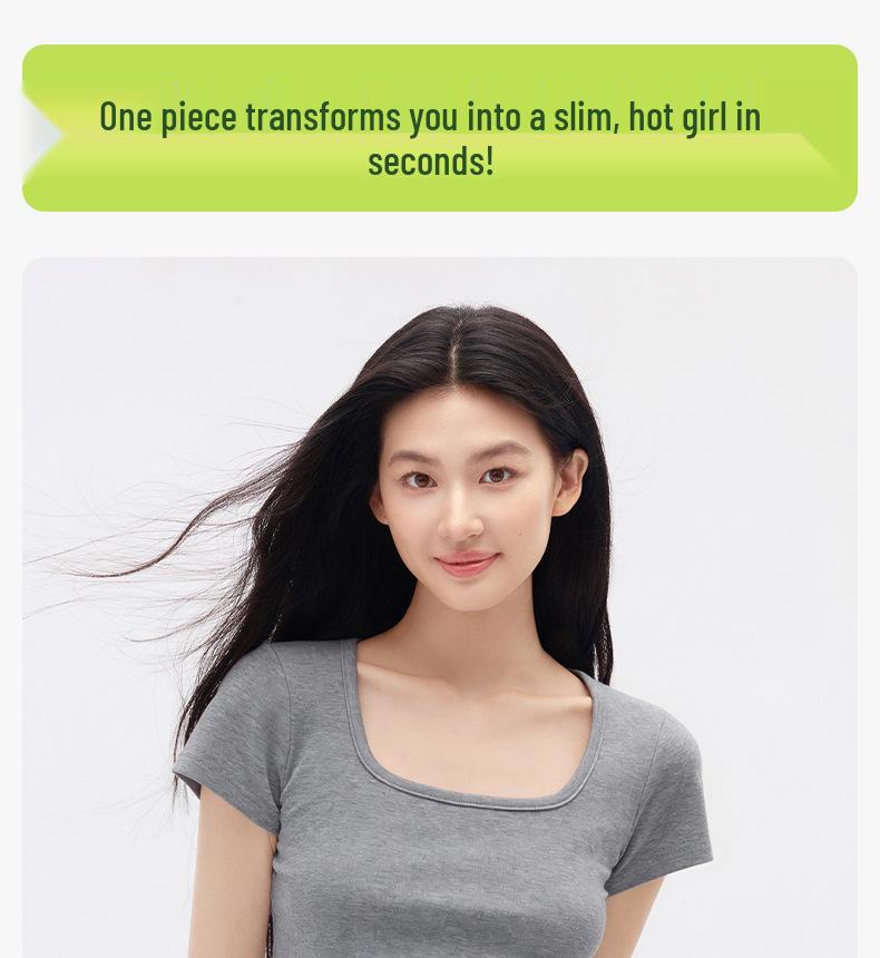 Cotton Aesthetics: Women's Slim Fit Square Neck Short Sleeve Top