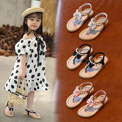 Toddler Kids Baby Girls Pearls Crystal Ruffles Princess Shoes Slippers Sandals