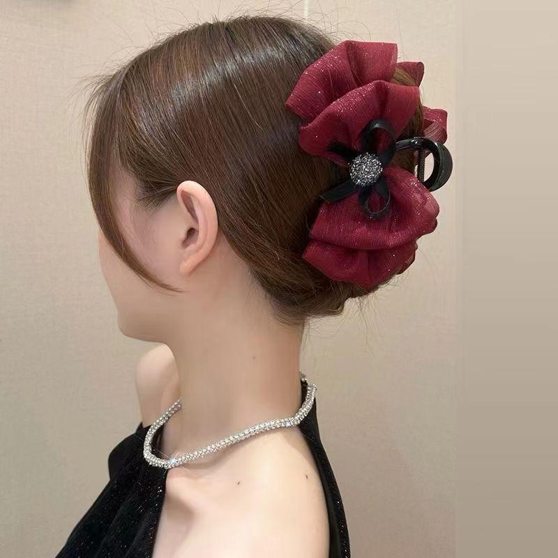 New Large Satin Bow Claw Clips For Women Fashion Hair Claw Hair Clamps Girls Hairpins Sweet Headwear Barrette Hair Accessories
