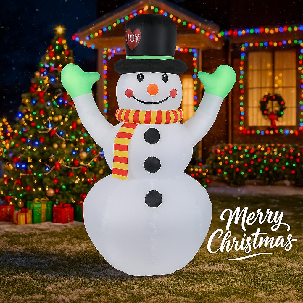 7.22FT Christmas Inflatable Toys Xmas Yard Lawn Decoration Scarf Snowman Home Supplies Ornaments Festive Gifts with LED Light