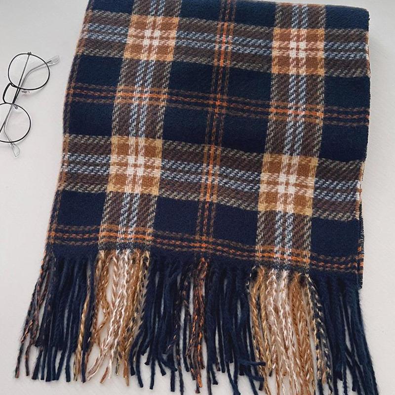 Scarf Women'S Winter Imitation Cashmere Plaid Fashionable And Versatile Warm Student Ins Tassel Shawl