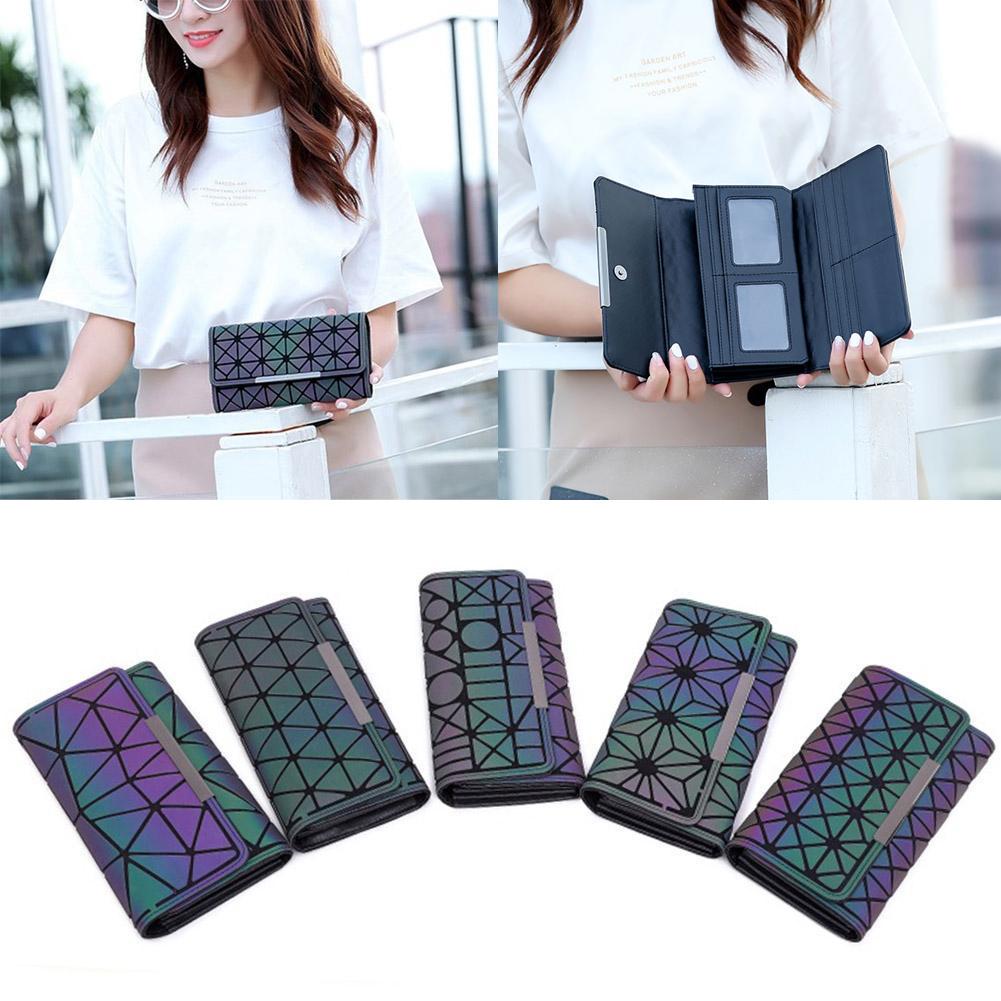 Portafoglio da donna Pochette Borsa lunga da donna Nottilucente Cerniera geometrica Portafoglio luminoso Portafoglio da donna Pochette luminosa