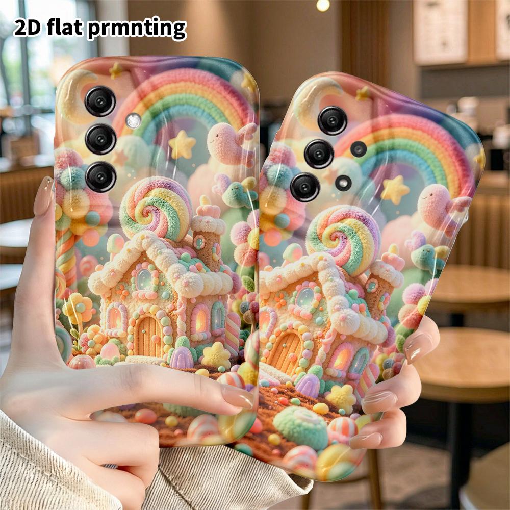 Phone Case: 2D flat, suitable for Samsung Galaxy A34 A35 M05 M06 S20 S22 S21 FE Plus 5G protective case, candy gingerbread house, perfect Christmas an