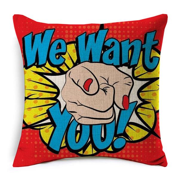 Cotton Linen Throw Pillow Cover American Pop Art Cushion Cover Pow Bang Wow Love Pineapple Modern Decorative Sofa Cushion Covers