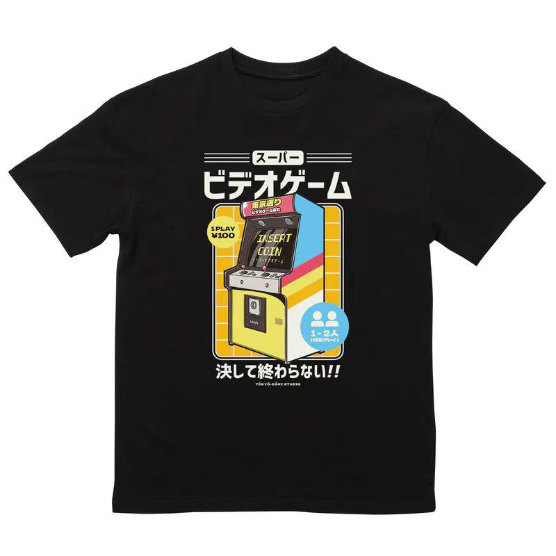 2025 Summer and Autumn Neon game console printed T-shirt loose and casual short-sleeved men's and women's sportswear top