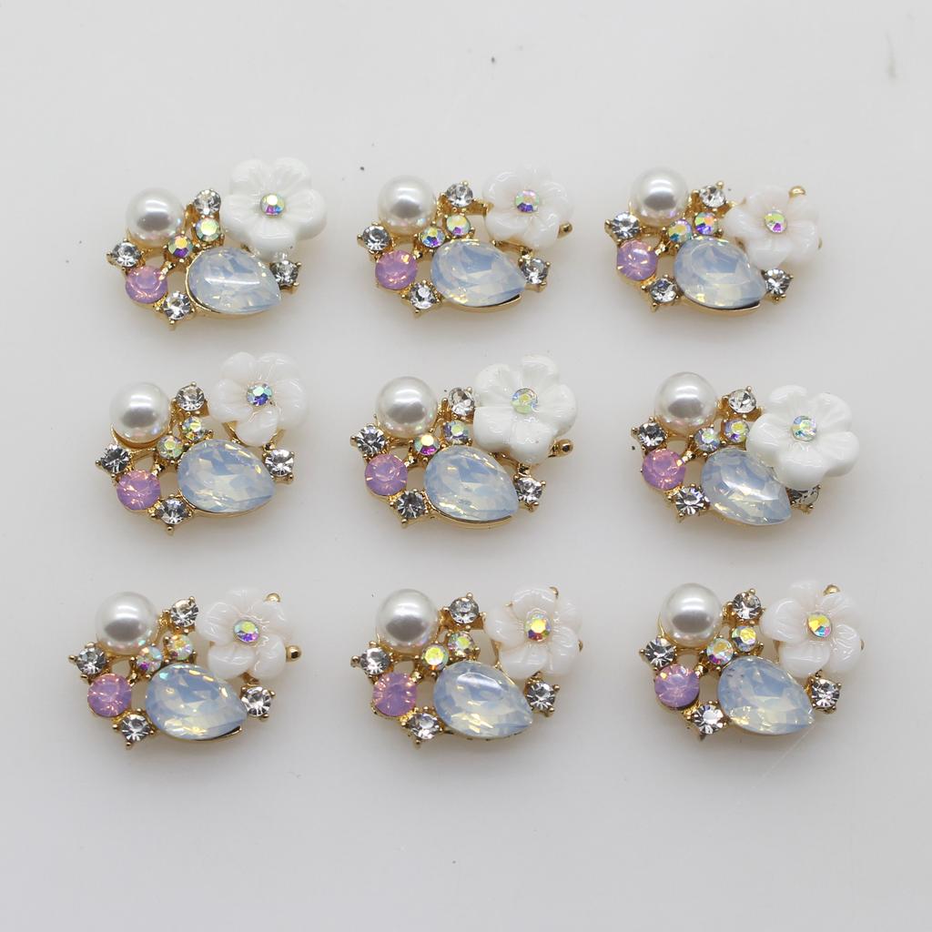 LKERAN 10pcs New DIY Decoration Buttons Metal Button Wedding Dress Accessories for 18 * 12mm