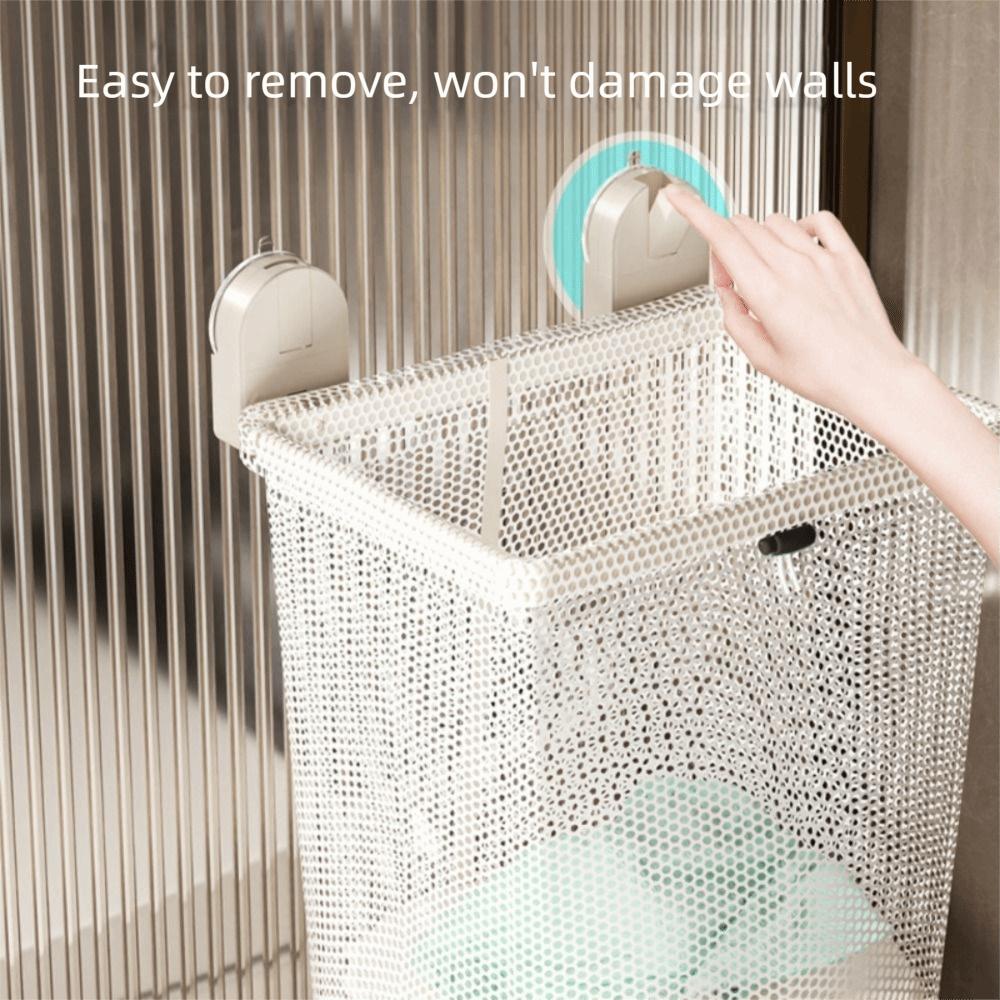 Breathable Design Hanging Laundry Basket Suction Cup Mounting Laundry Sorter  Wall Mounted