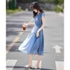 Elegantes Midi-Kleid im französischen Stil aus Tencel mit V-Ausschnitt und A-Linie