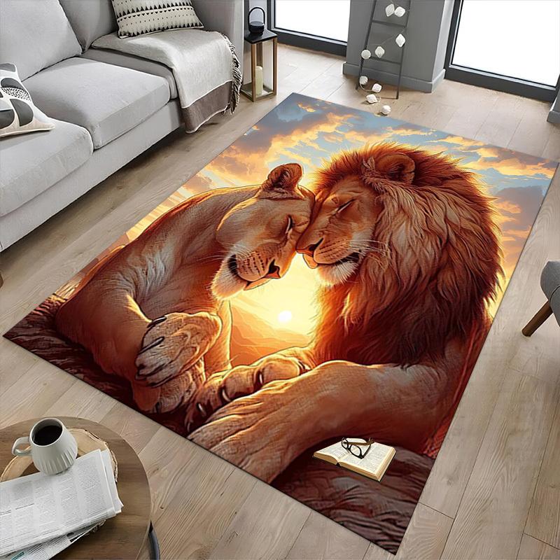 1PC Lioness Lion Non-Slip Floor Carpet Compatible for Office&Living Room&Dining room - Flat-Weave Machine- Soft & Pattern-E318