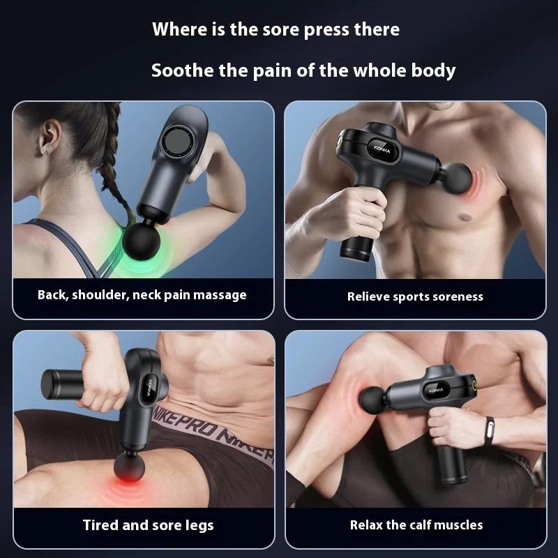 Professional grade multiple massage heads, multifunctional fascia gun, muscle relaxation, high-frequency vibration massager