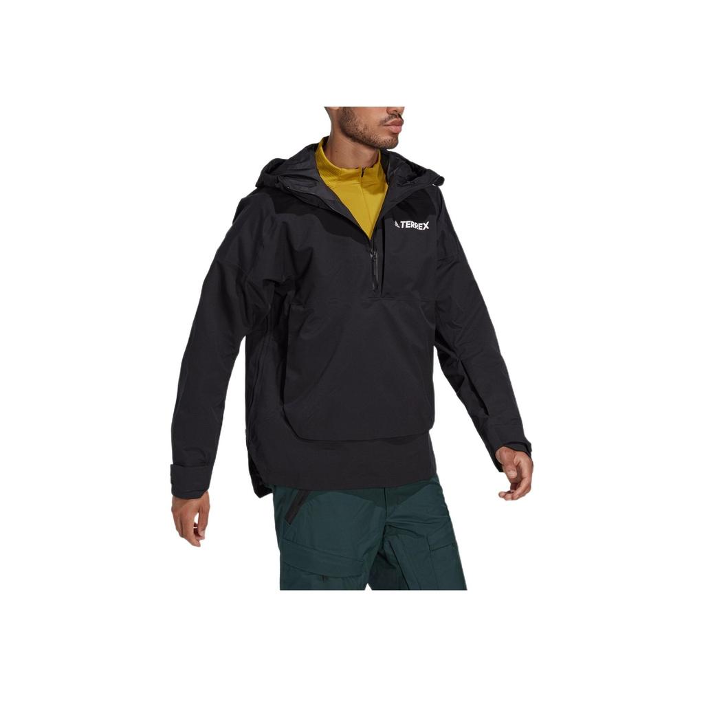 Adidas Solid Color Brand Logo Half Zip Hooded Jacket Ski Wear Men Jackets Black HI5522