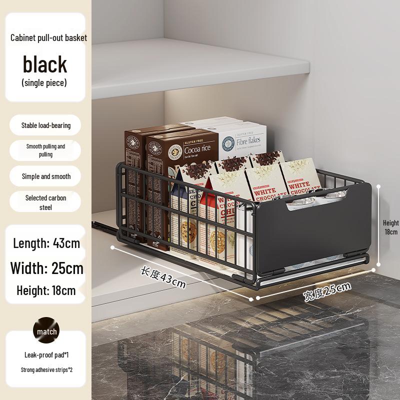 Under-Sink Pull-Out Kitchen Storage Rack and Spice Organizer
