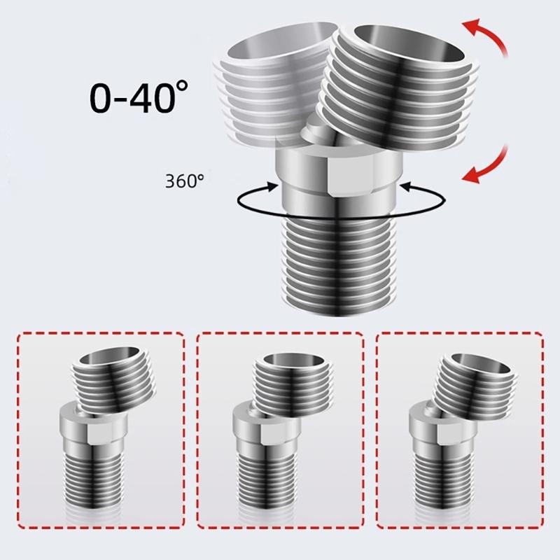 Steel Rotation Mixer Valves with 360 Degree Rotation Multiple Directional Shower Connector for Flexible Bathroom Use