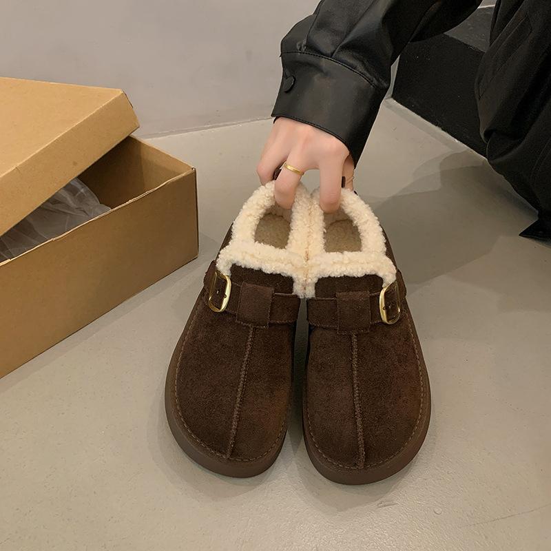 Женские новые зимние ботинки на толстой подошве увеличивающие рост из бархата теплые шерстяные хлопковые ботинки 40 темно-коричневого 3990₽