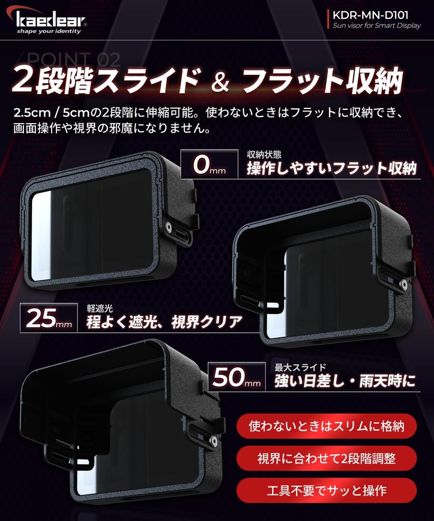 Kaedear Motorcycle Smart Monitor Sun Compatible with Smart Ride Monitor and Smart Record Display Sun Visor 4.5-inch Visor, Display, KDR-MN-D101