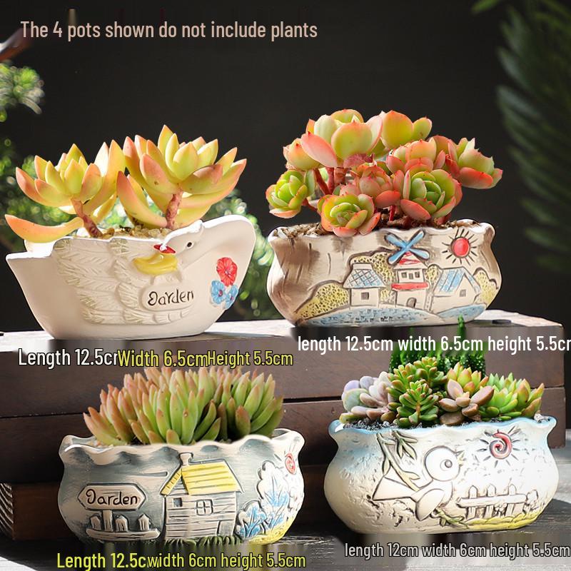 Cartoon Grobkeramik Großer Keramik Sukkulentenübertopf im Bilderbuchstil