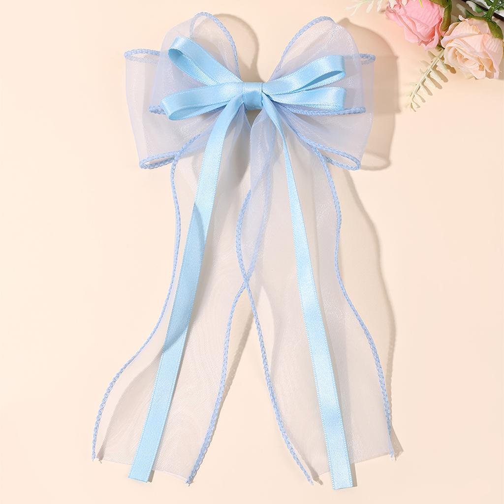 Elegant Multi-layered Organza Bow Hair Clips for Women Girls Wedding Bridal Tulle Bowknot Barrette Long Ribbon Hair Accessories