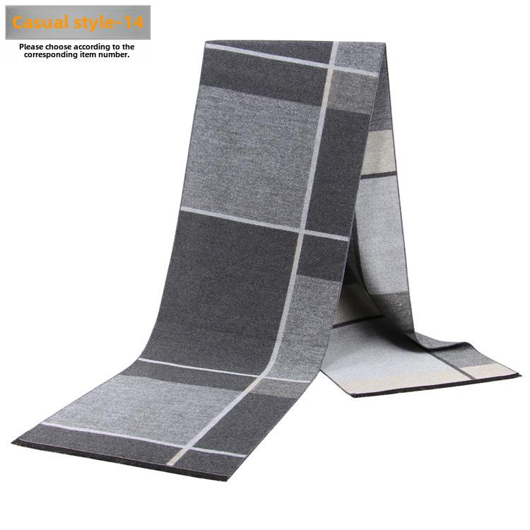 Men's Autumn & Winter Plaid Imitation Cashmere Scarf - Warm & Thick Custom Design