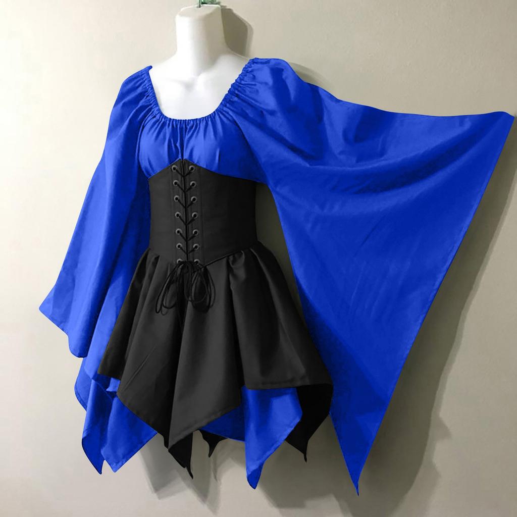 Women Fashion Long Sleeve Vintage Dress Cosplay Party Evening Night Formal Dress