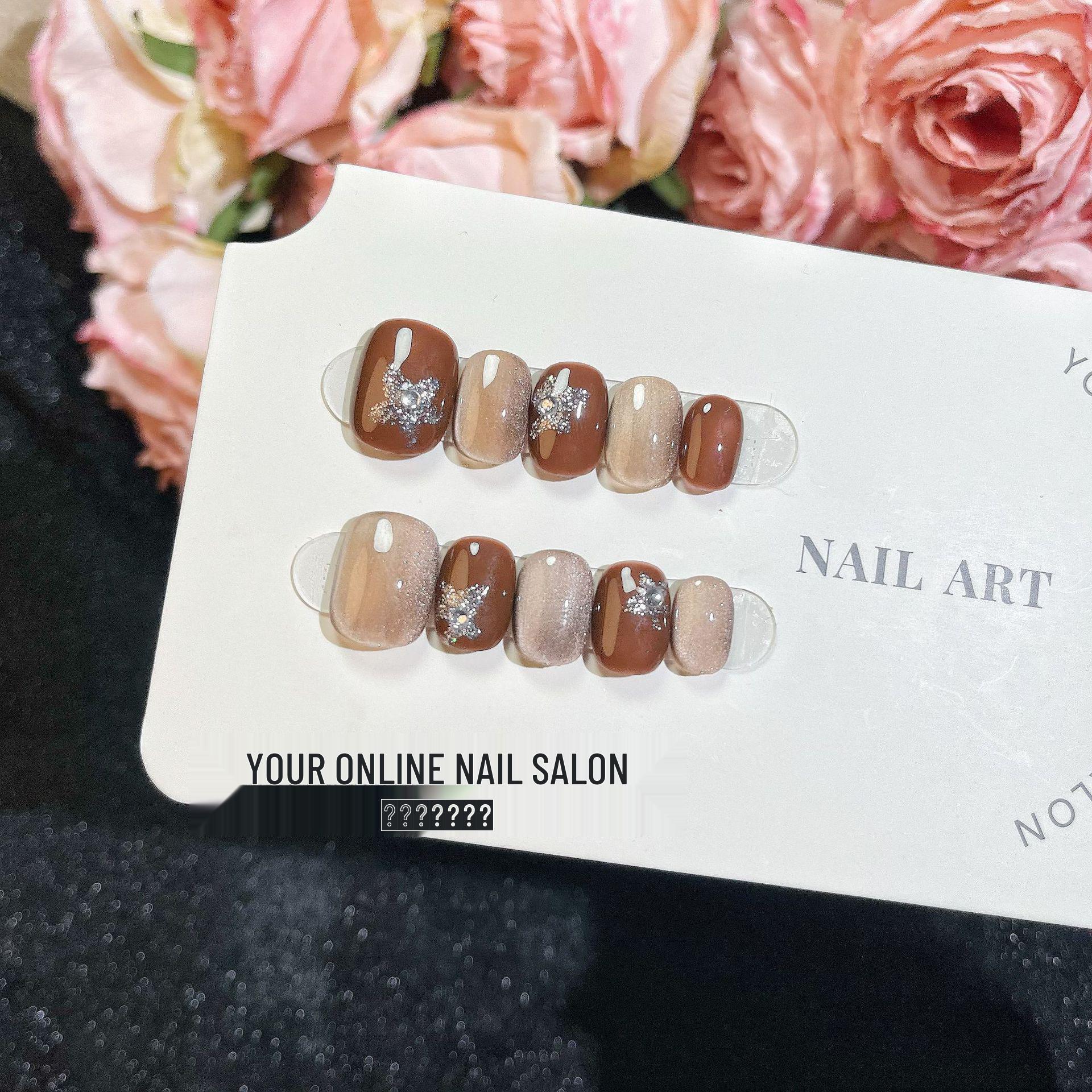 

European & American A/W Whitening Handmade Press-On Nails - Nail Art Collection Medium