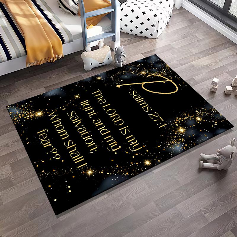 Psalm 27:1 Inspirational Quote Rug Non-slip Rug Suitable for Living Room and Bedroom Sofas.