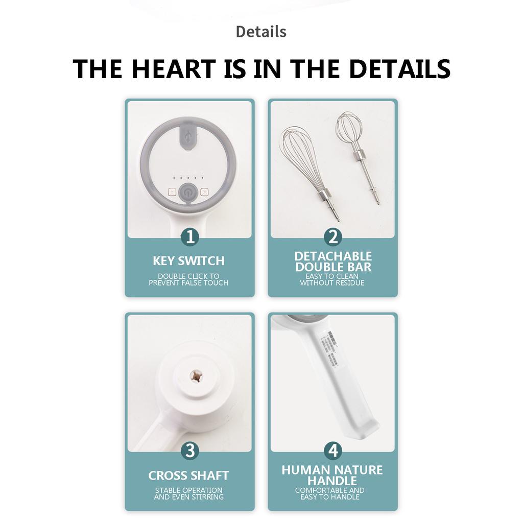 Cheap (AP)Wireless Electric Whisk Handheld Rechargeable Baking Tool