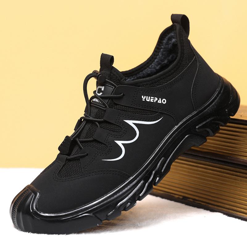 24 autumn and winter new men's mountaineering casual sports shoes single cotton same fashion Korean version trend velvet thickened cotton shoes