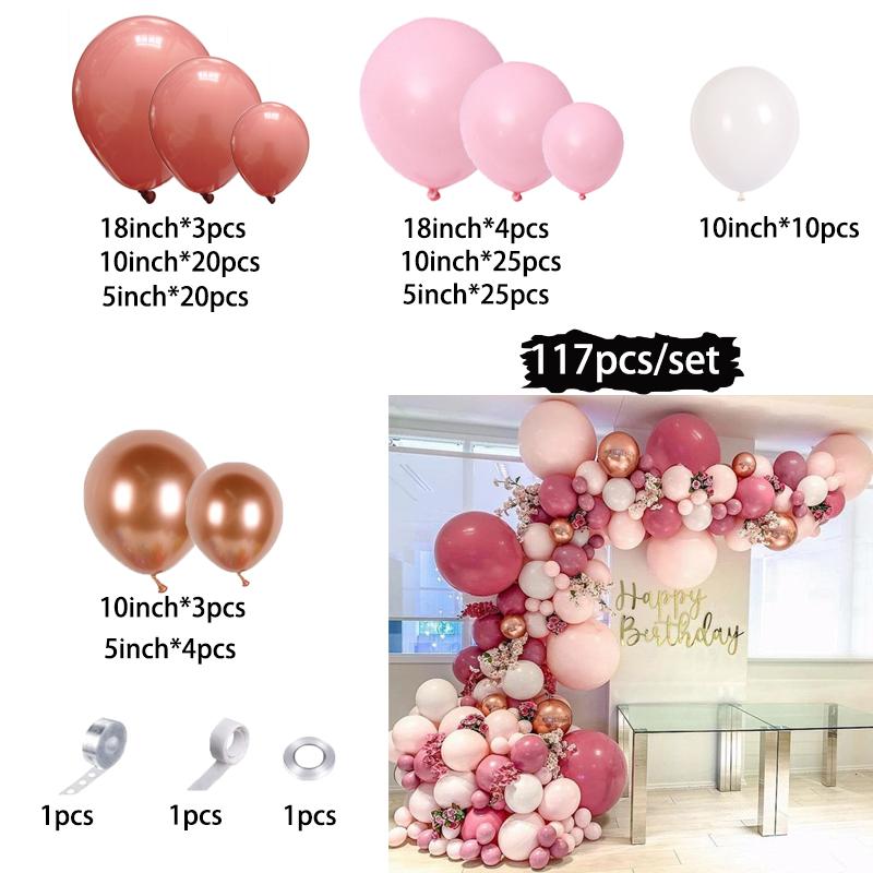 Pink Balloons Arch Garland Kit Chrome Gold Balloons Girls Birthday Wedding Party Anniversary Decorations Baby Shower Supplies