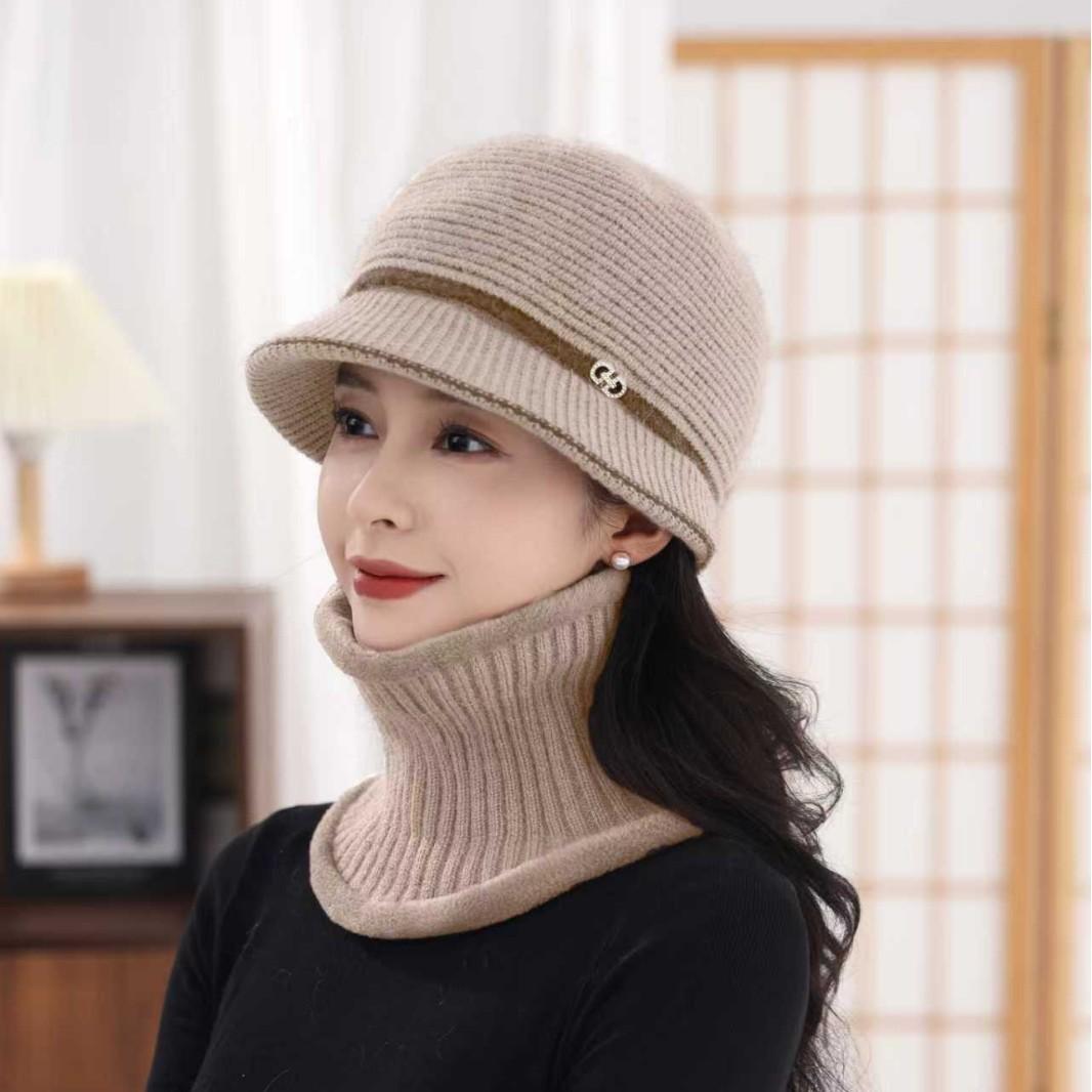 

New Autumn and Winter Old Men s Hat for Women Knitted Versatile Warm Rabbit Fur Thickened Fashionable Wool Pot Hat Grandma Style One size