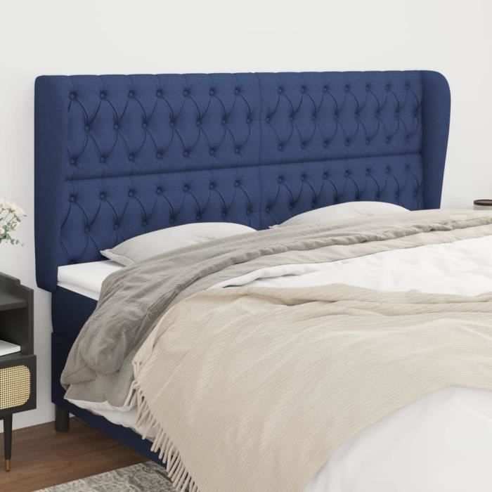 VidaXL Tête de lit avec oreilles Bleu 183x23x118-128 cm Tissu3118312