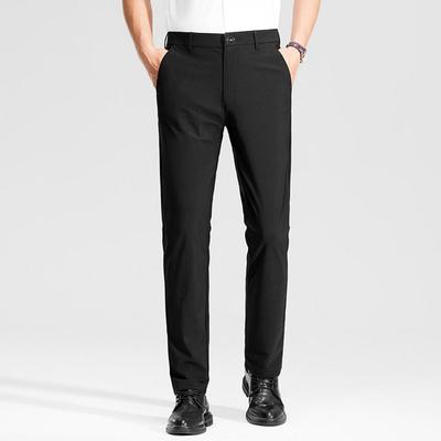 Erkek Takım Elbise Pantolon Slim Fit Düz Renk Fermuar Düğme Kapatma Düz Resmi İş Stili Cepler Ofis Arkadaşlık Uzun Pantolon