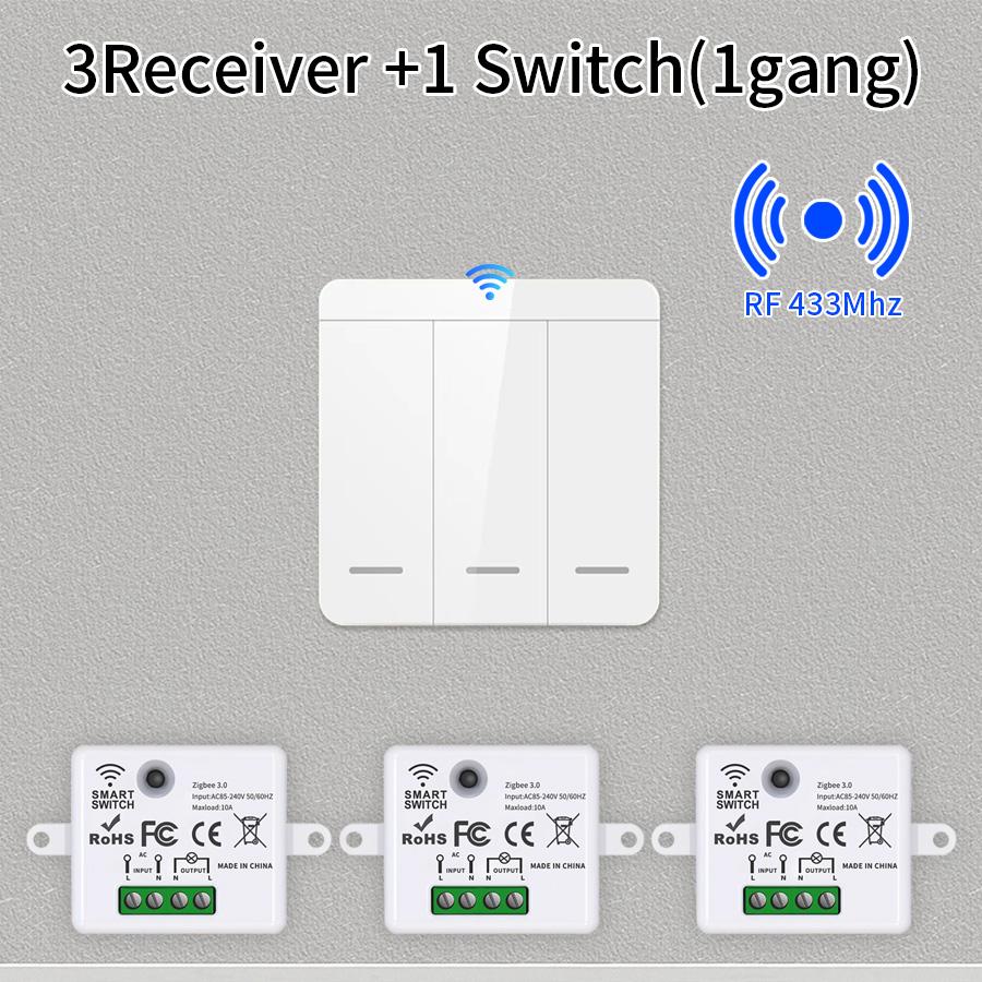 RF 433Mhz Universal Wireless Remote Control Light Switch 10A 110V 220V Relay Receiver 1/2/3 Gang Wall Panel Switch For LED Lamp