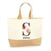Cabas de plage - PLANETEE - Sabrina - Lettre Fleur - Jute naturel - Multicolore