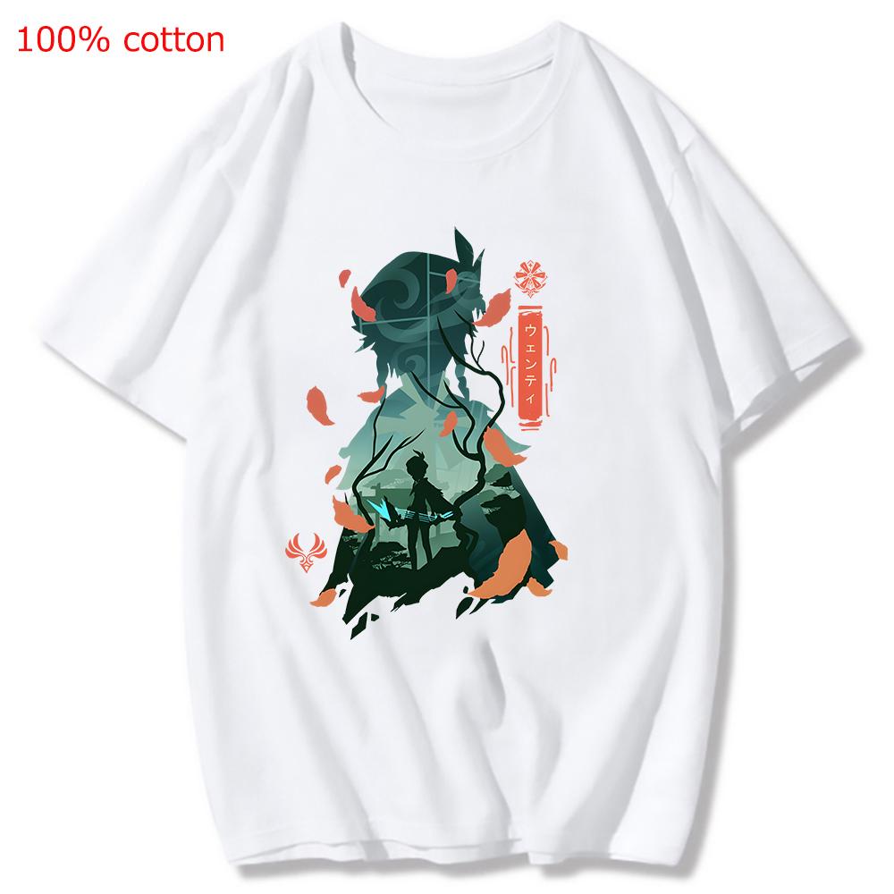 Genshin Impact Printing Tshirts Xiao Venti Print Tee Shirts Hu Tao Zhong Li Graphic T-shirt Kaedehara Kazuha Raiden Shogun Tees