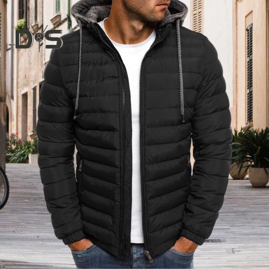 Muži Bavlna Kabát Stahovací šňůrka Kapuce Dlouhý rukáv Teplá zimní bunda Zip Poklop Plyšová podšívka Silné svrchní oděvy