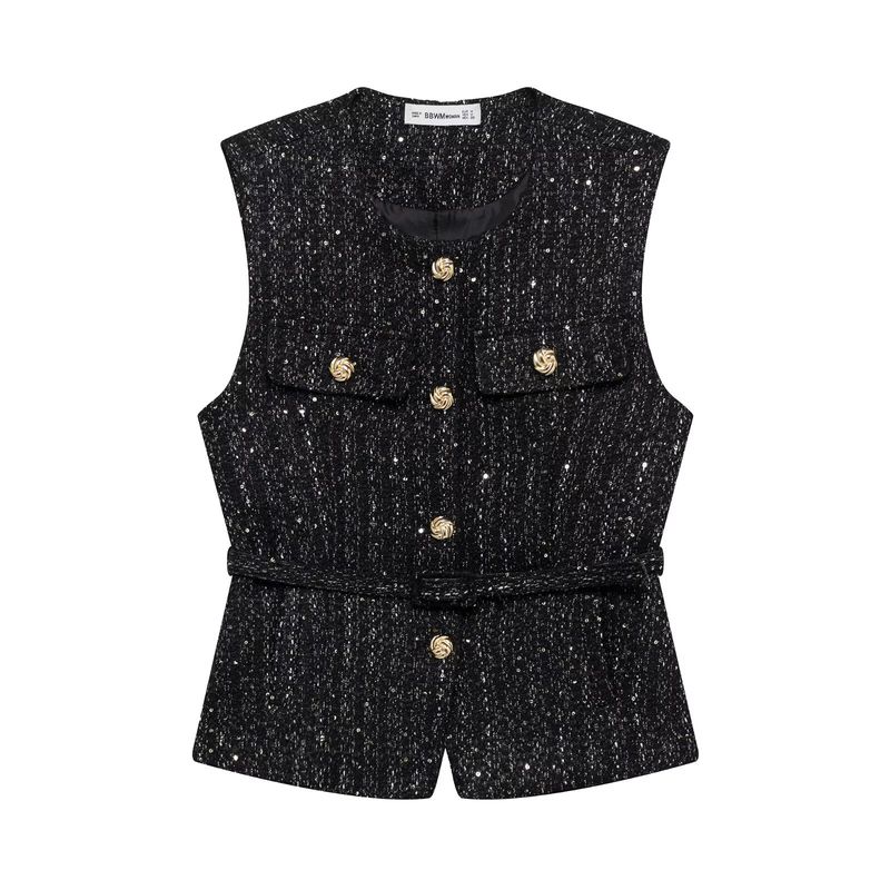 Za Autumn New Arrivals Women's Clothing Zr European and American Style Fashionable Versatile Belted Textured Vest 2132091 620