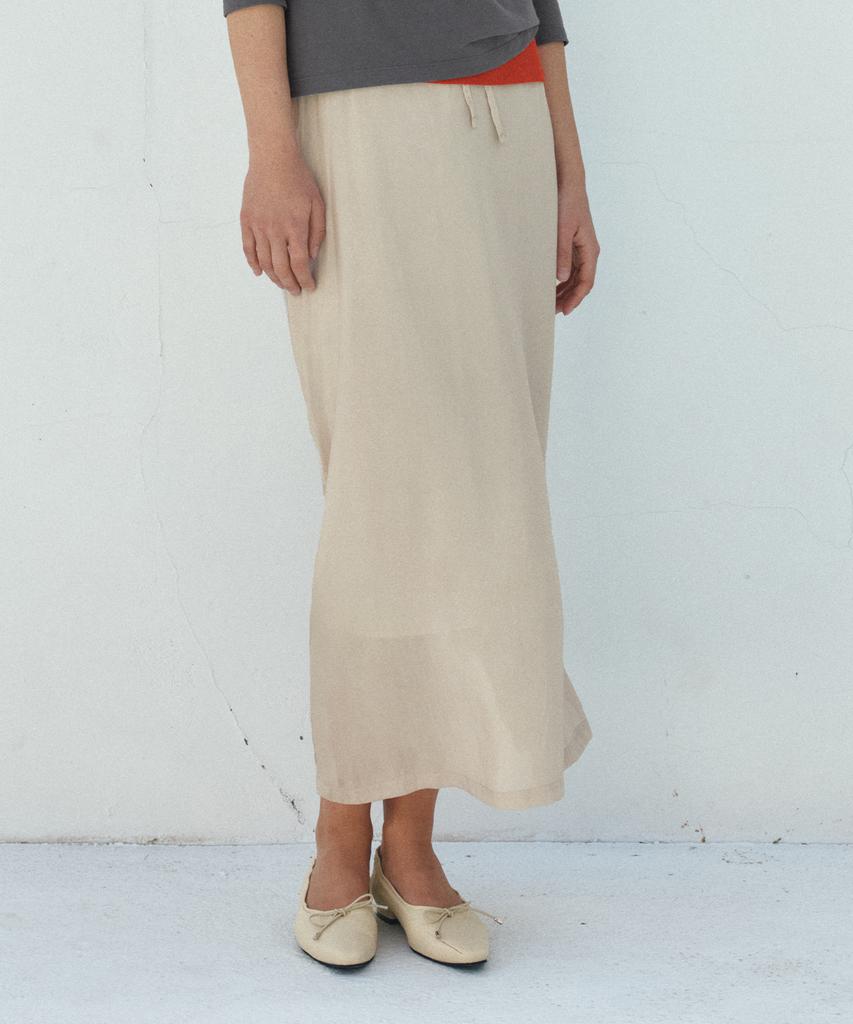 Banwonateullie P3317 Silky Maxi Skirt_Light Beige